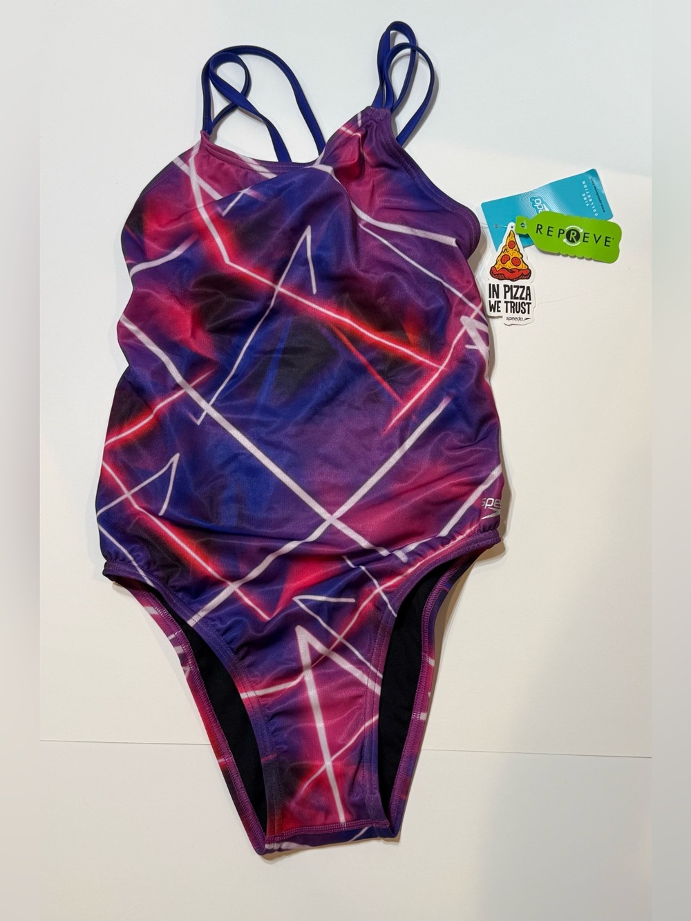 Speedo Purple & Pink Geometric One-Piece Swimsuit - Sz 32 women’s 6